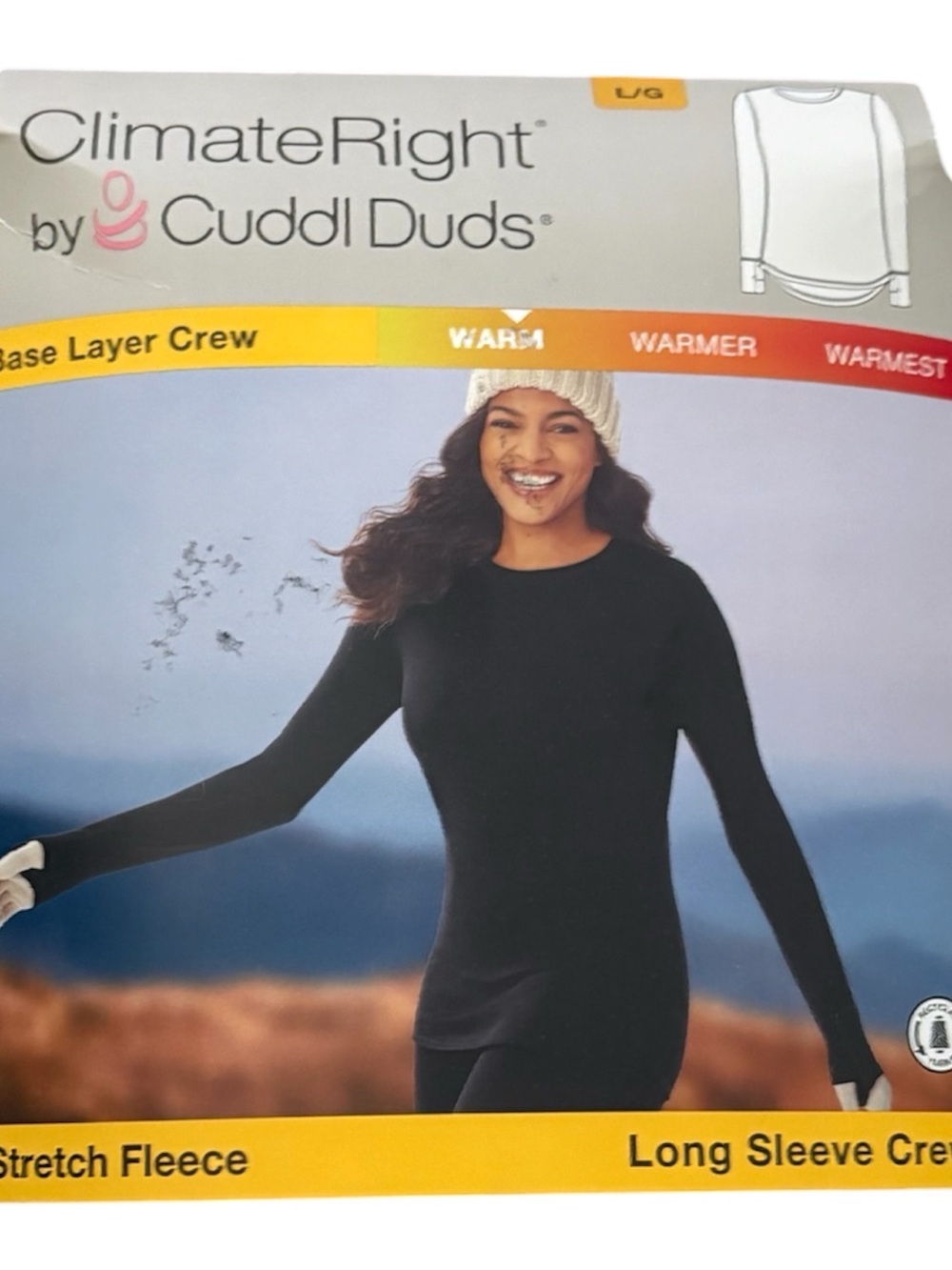Cuddl Duds Stretch Fleece Long Sleeve Crew - size: L
